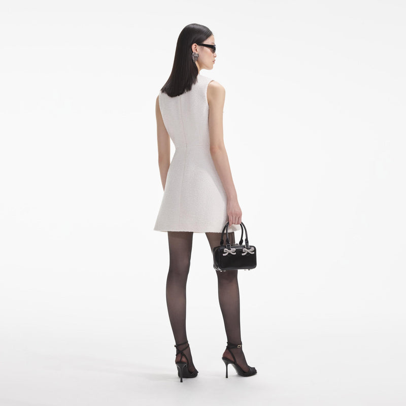 Self-portrait - Tinsel Boucle Buttoned Mini Dress - Cream Self-portrait - Tinsel Boucle Buttoned Mini Dress - Cream
