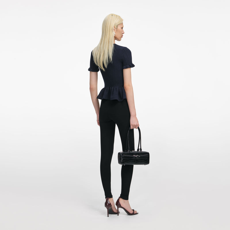 Self-portrait - Asymmetric Knit Top - Navy