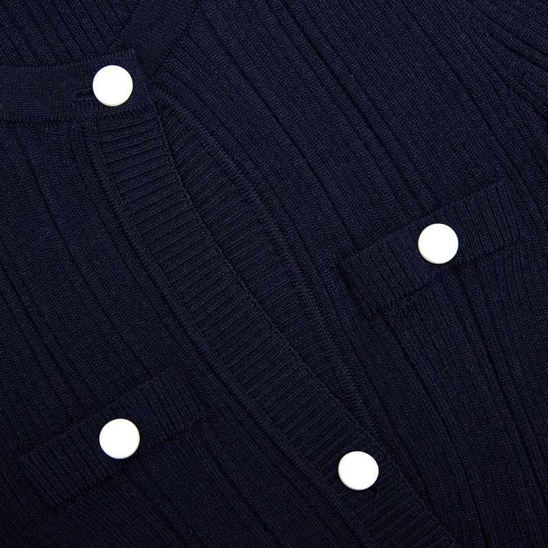 Self-portrait - Asymmetric Knit Top - Navy