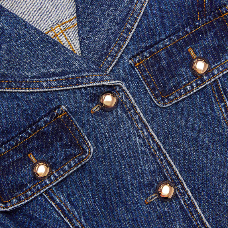 Self-portrait - Sleeveless Pearl Mini Dress - Dark Denim