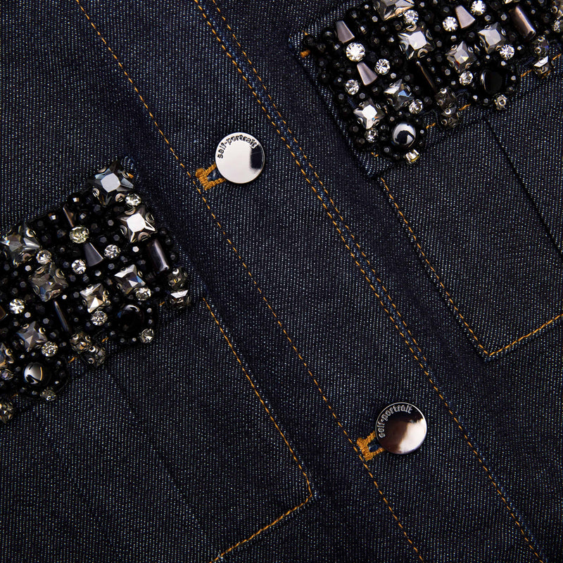 Self-portrait - Indigo Crystal Trim Mini Dress - Denim