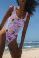 Oceanus - Alabama Floral Hand Embroidered One Piece Swimsuit - Lilac