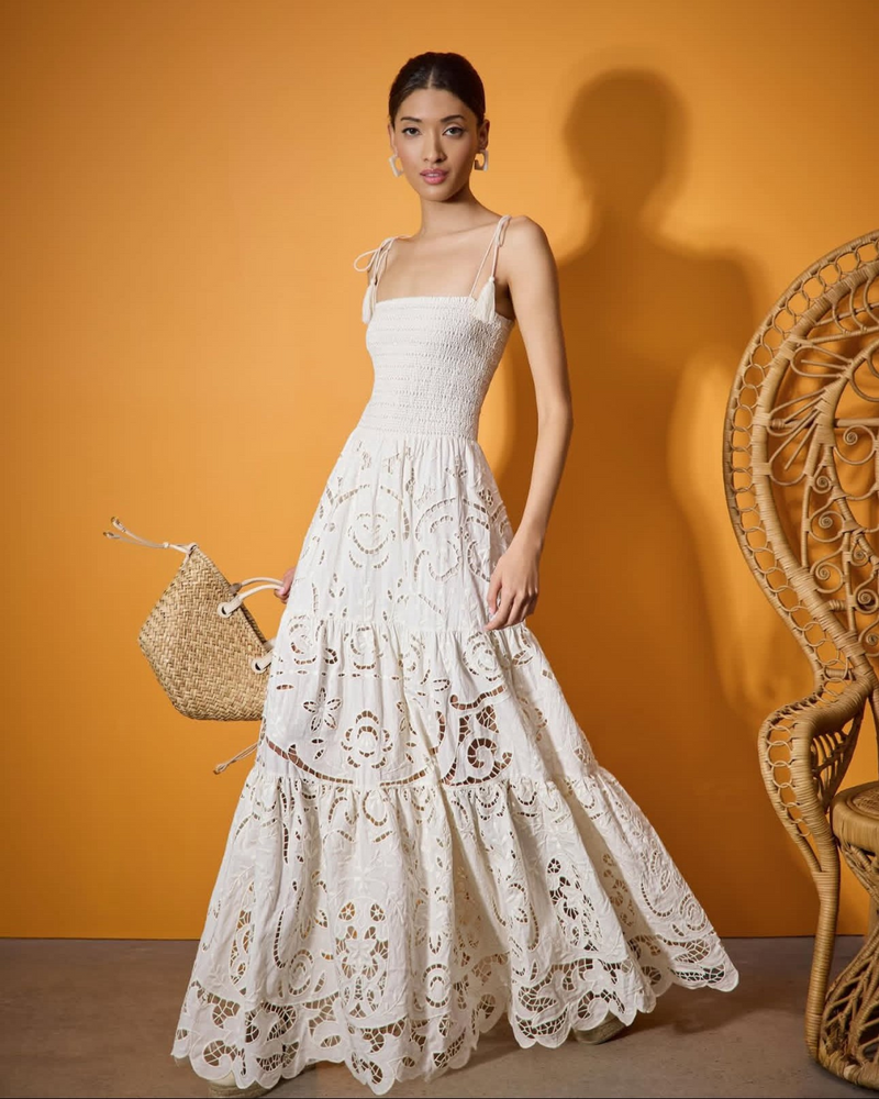 Alice + Olivia - Marna Tiered Maxi Dress - Off White