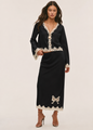LoveShackFancy - Avelaine Crepe Maxi Skirt - Black