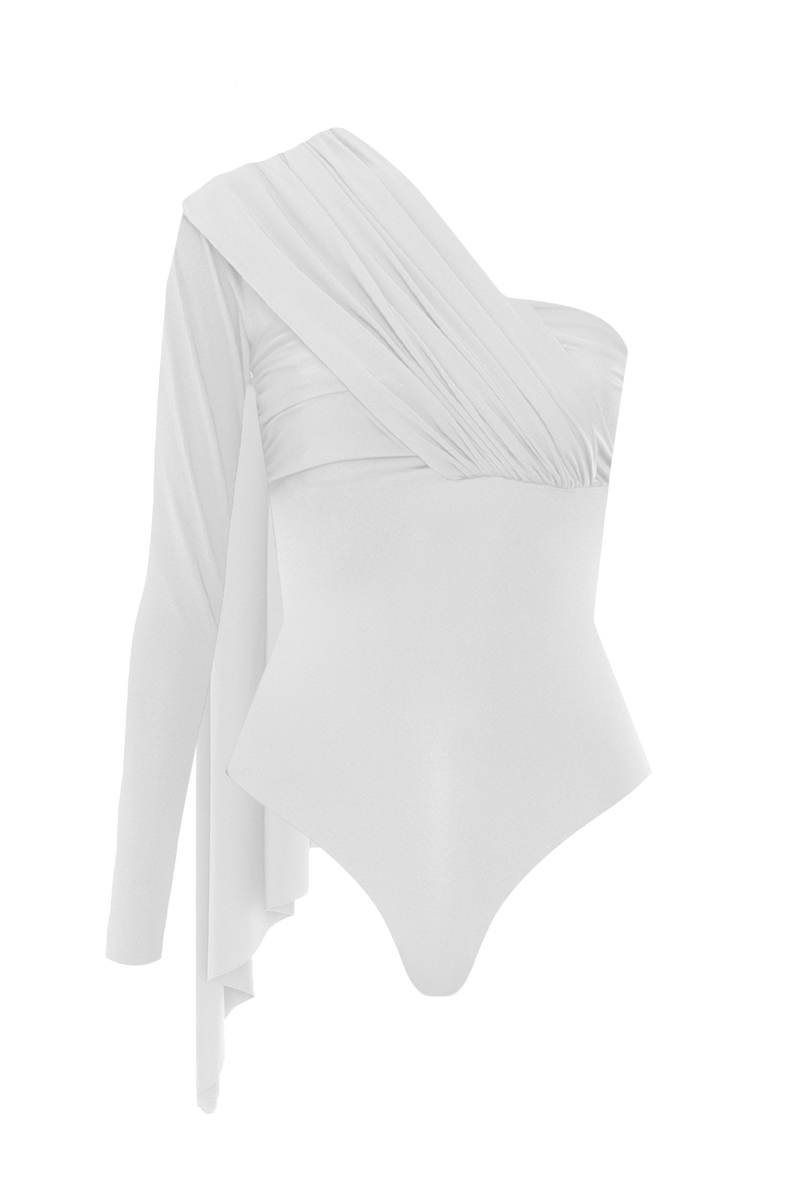 Maygel Coronel - Vionnet Asymmetric Bodysuit - Off White