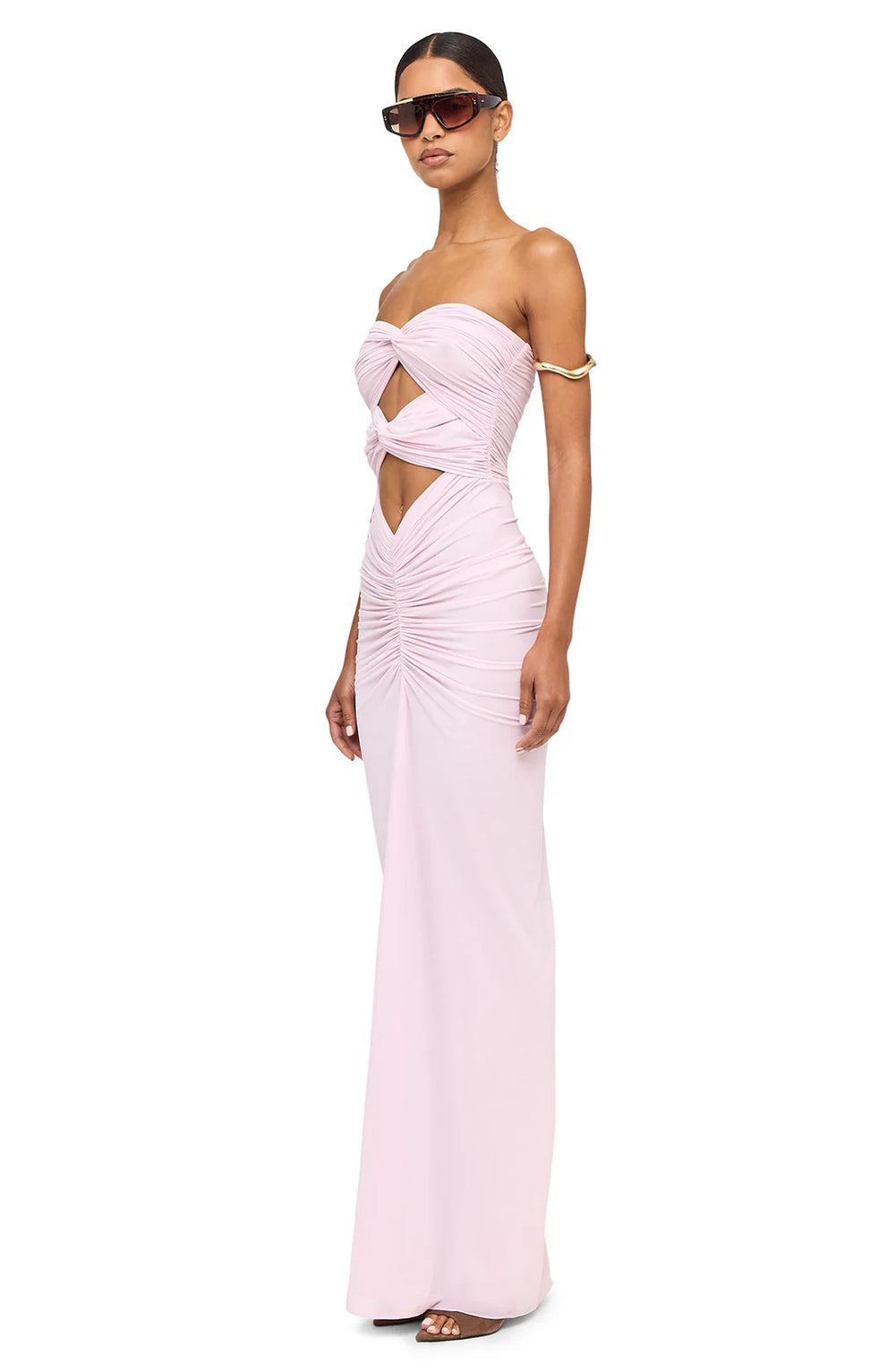 strapless open back dress Rose Mist Floral Cloud Hand-Textured Queen Couture Dress 3XL