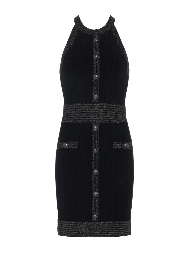 L'agence - Anissa Button-Front Dress - Black/Gunmetal Lurex