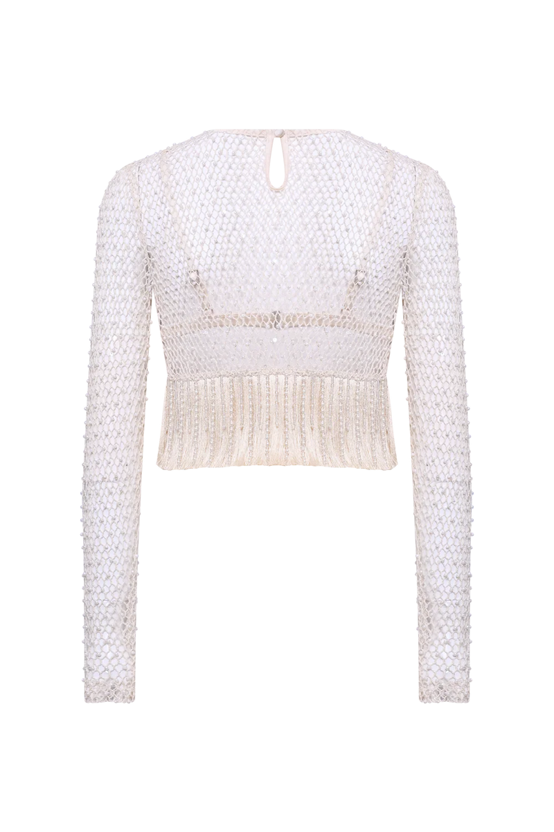 Patbo - Crochet Bloom Top - Beige