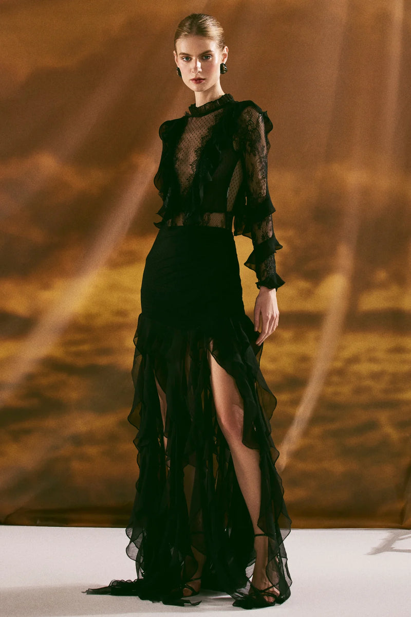 Patbo - Laila Lace Maxi Skirt - Black