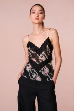 Loveshackfancy - Brimsley Floral Lace-Trimmed Top - Black Coffee