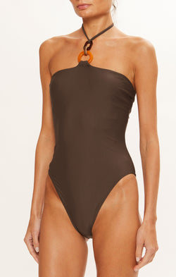 Ramy Brook - May Halter One Piece Swimsuit - Beach Brown