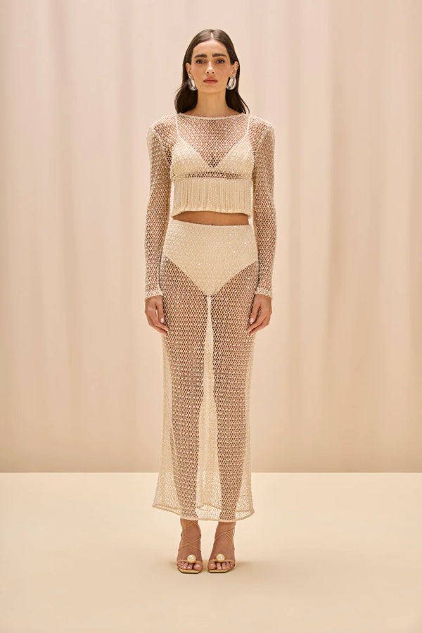 Patbo - Crochet Bloom Skirt - Beige