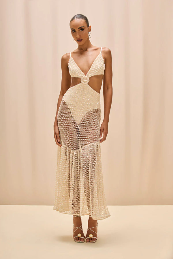 Patbo - Crochet Bloom Cut Out Beach Dress - Off White