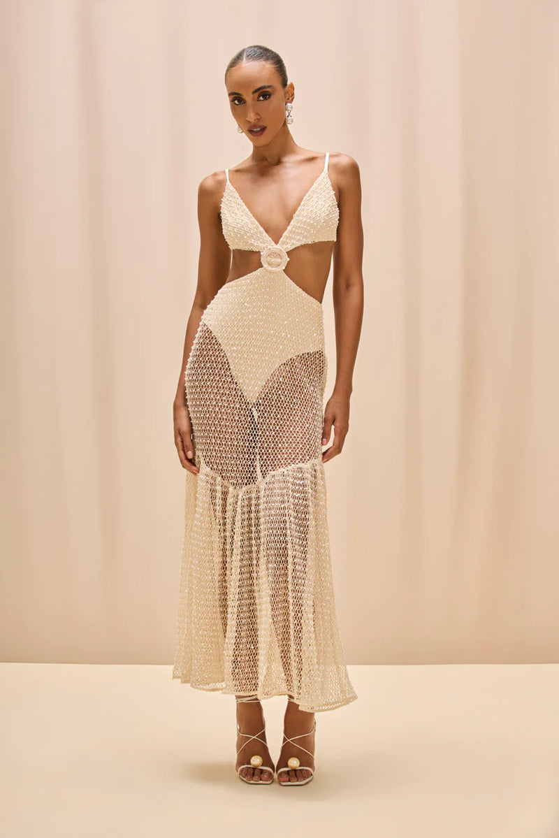 Patbo - Crochet Bloom Cut Out Beach Dress - Off White