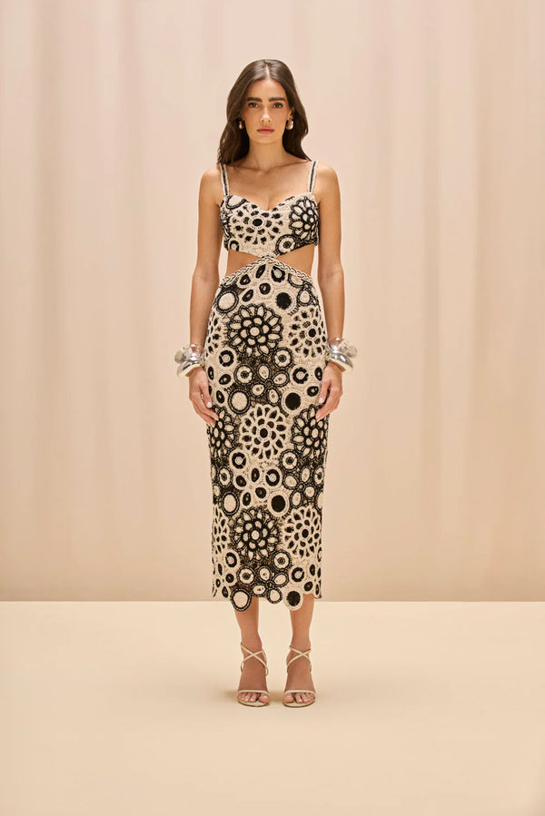 Patbo - Coral Crochet Cutout Midi Dress - White