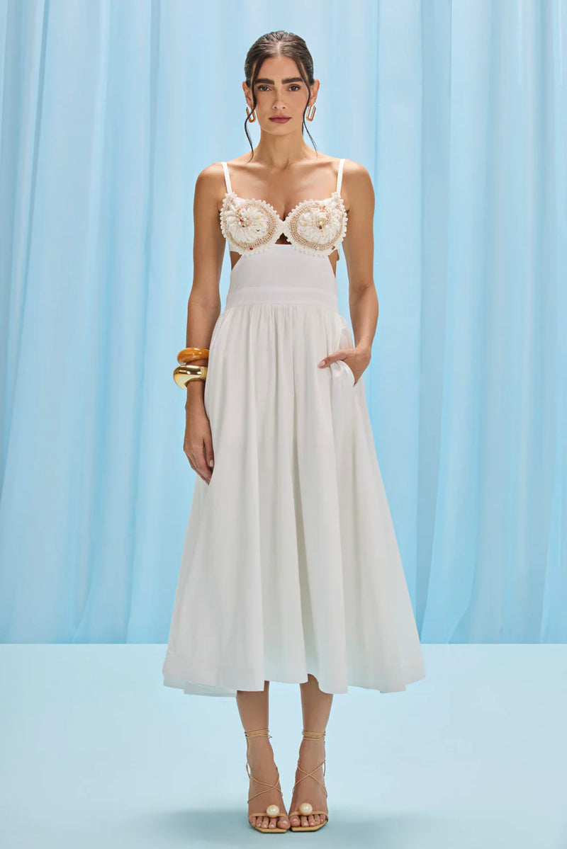 Patbo Seaweed Shell Embroidered Midi Dress