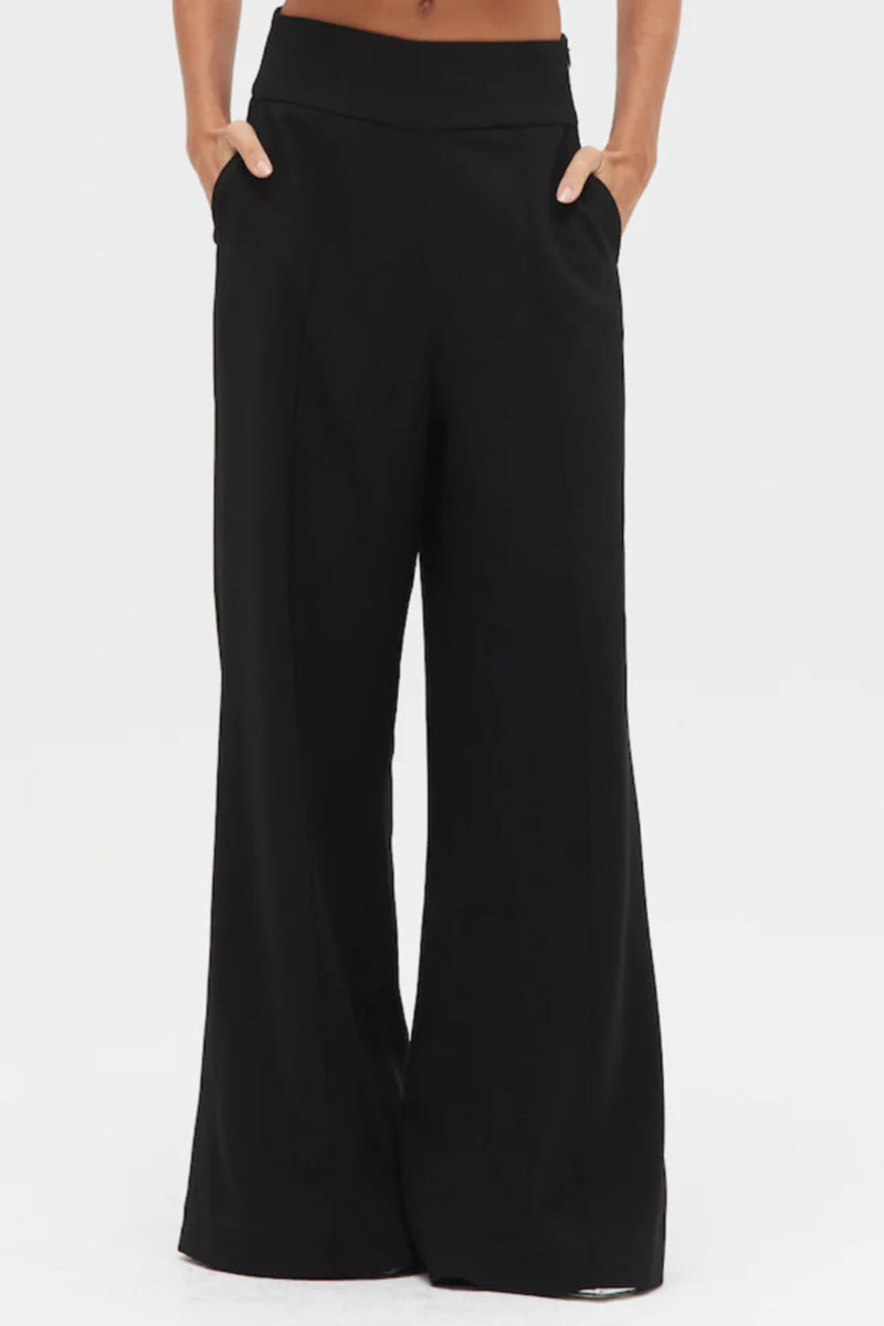 Patbo - Wide Leg Crepe Pant - Black