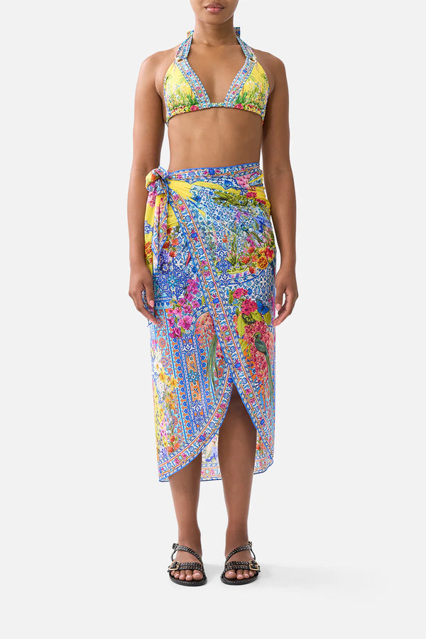 Camilla - Eyelet Wrap Maxi Sarong With Tie Waist - Sultanahmet Summer