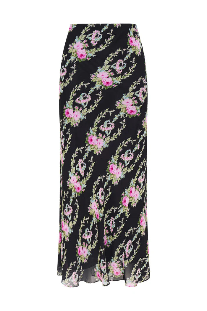 Loveshackfancy - Castle Floral Maxi Skirt - Black Coffee