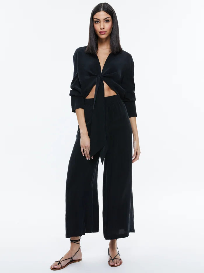 Alice + Olivia - Hannon Tie Front Button Down - Black