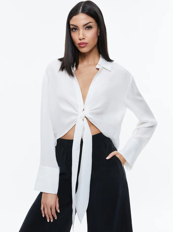 Alice + Olivia - Hannon Tie Front Button Down - White