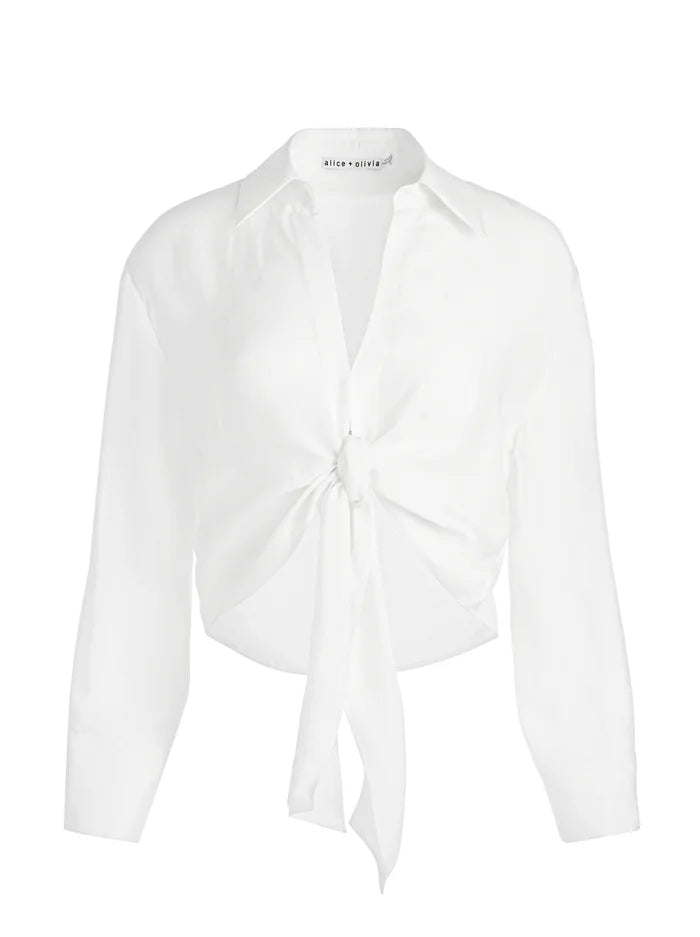 Alice + Olivia - Hannon Tie Front Button Down - White