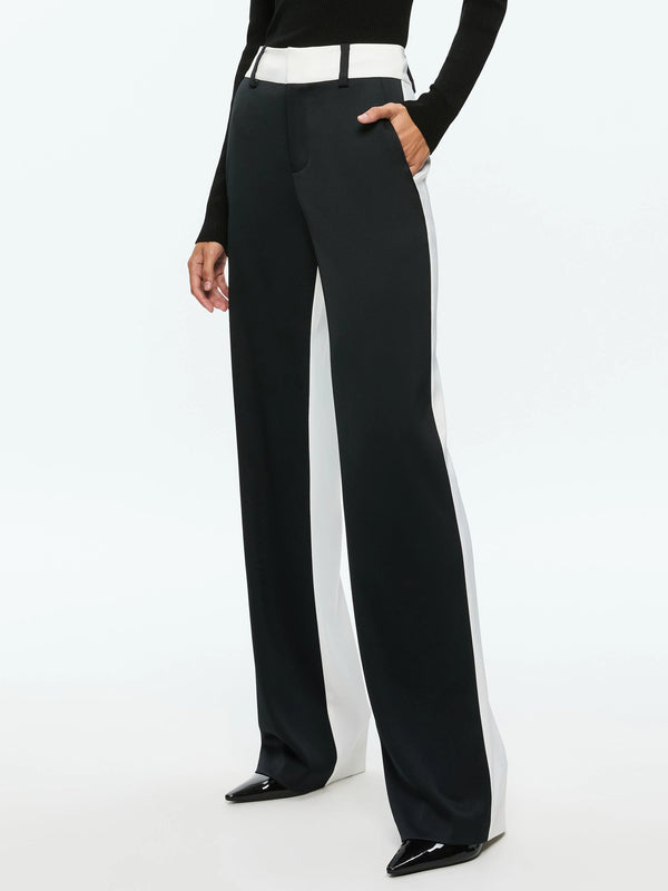 Alice + Olivia - ALEXANDER HIGH RISE COLORBLOCK SLIM STRAIGHT TROUSER - black/off white