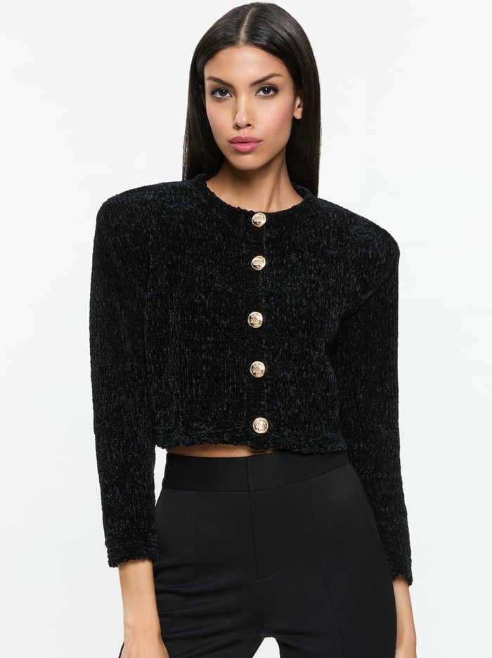 Alice + Olivia - Breanna Chunky Knit Cardigan - Black