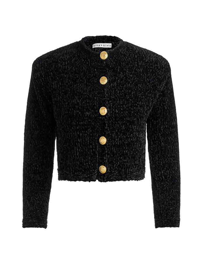 Alice + Olivia - Breanna Chunky Knit Cardigan - Black