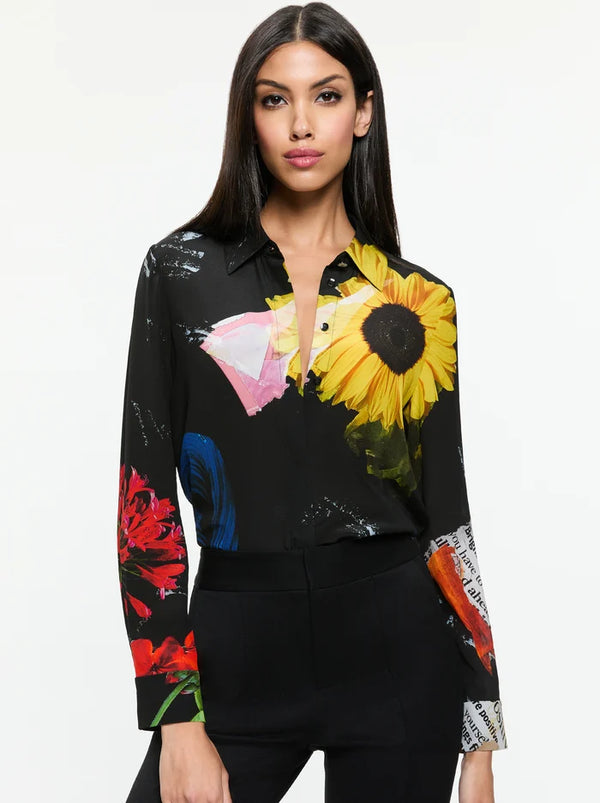 Alice + Olivia - Willa Placket Top - Azalea Floral