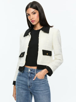 Alice + Olivia - Topher Boxy Jacket - Off White/Black