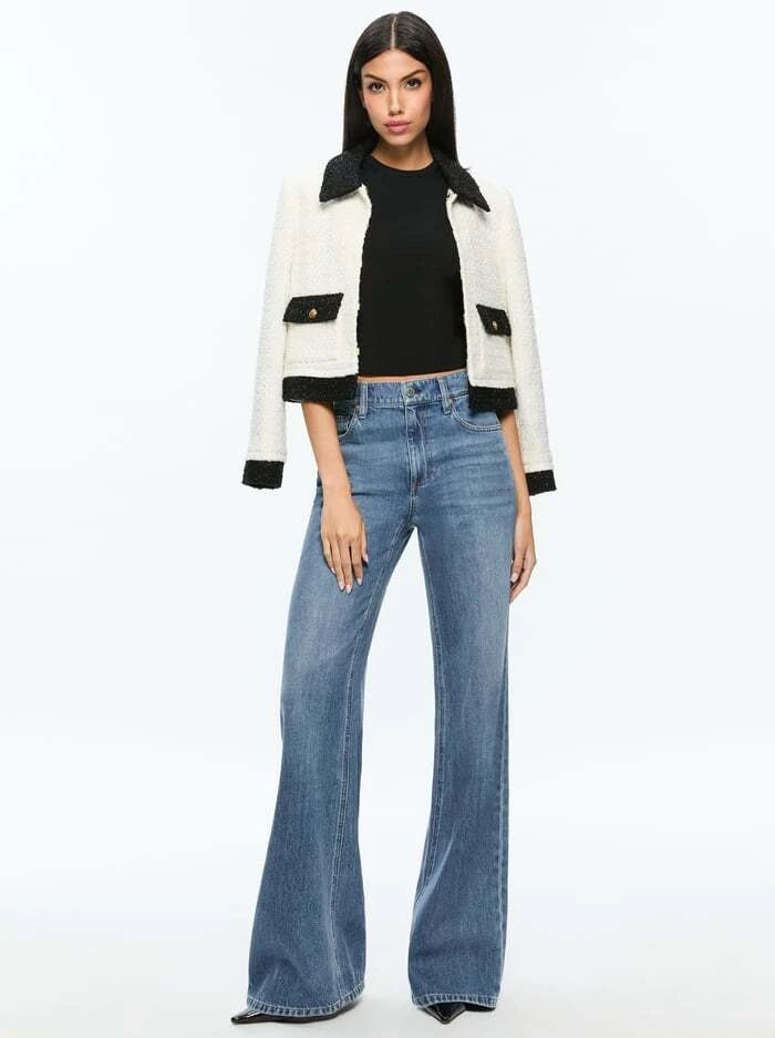 Alice + Olivia - Topher Boxy Jacket - Off White/Black