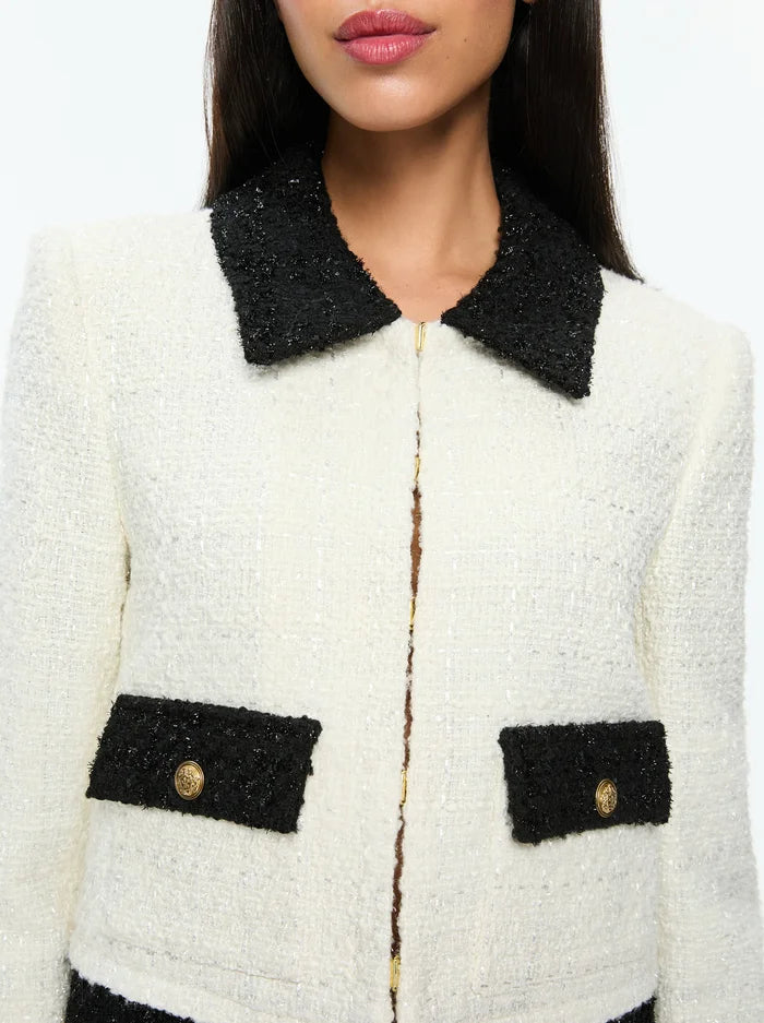 Alice + Olivia - Topher Boxy Jacket - Off White/Black