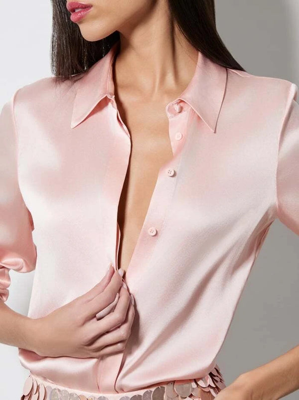 Alice + Olivia - Willa Placket Top - Pearl Blush