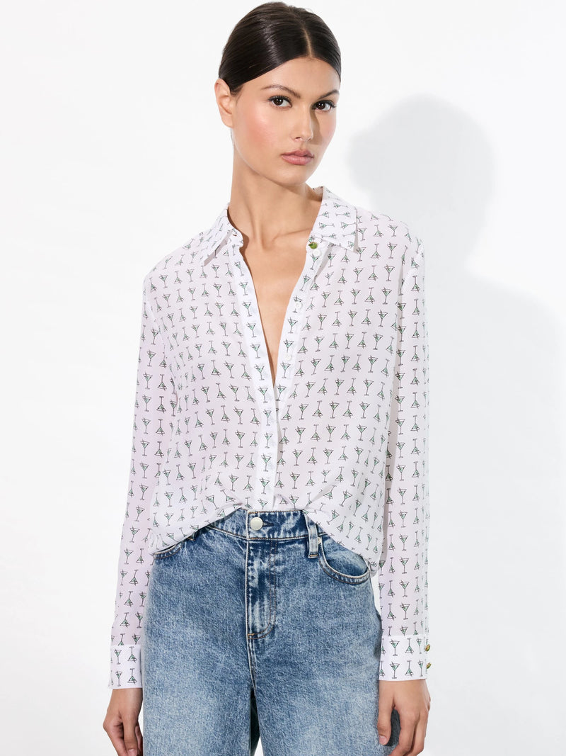 Alice + Olivia - Willa Placket Top - Martini Chic Off White