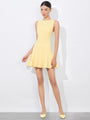 Alice + Olivia - Isa Crewneck Mini Dress - Butter
