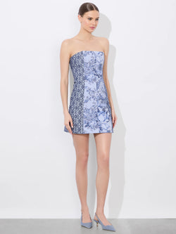 Alice + Olivia - Violet Strapless Mini Dress - Blue Multi