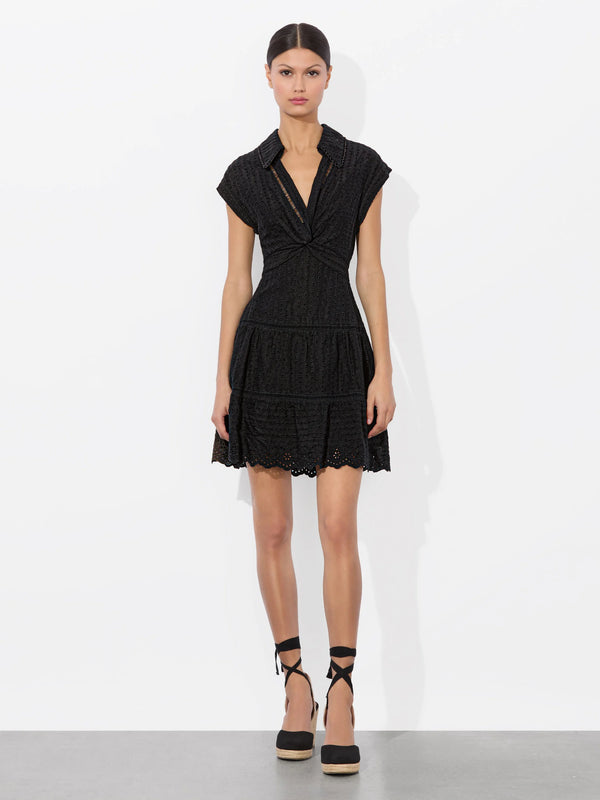 Alice + Olivia - Mila Eyelet Mini Dress - Black