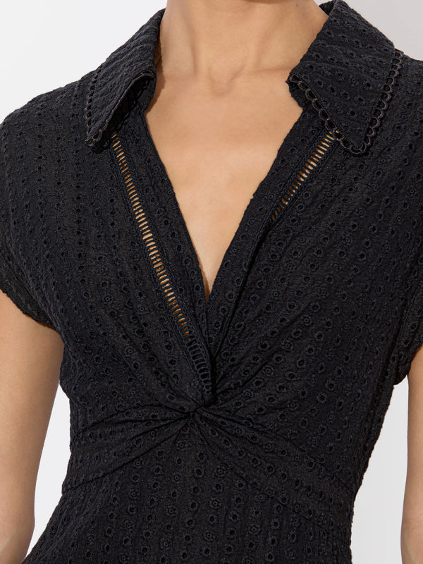 Alice + Olivia - Mila Eyelet Mini Dress - Black