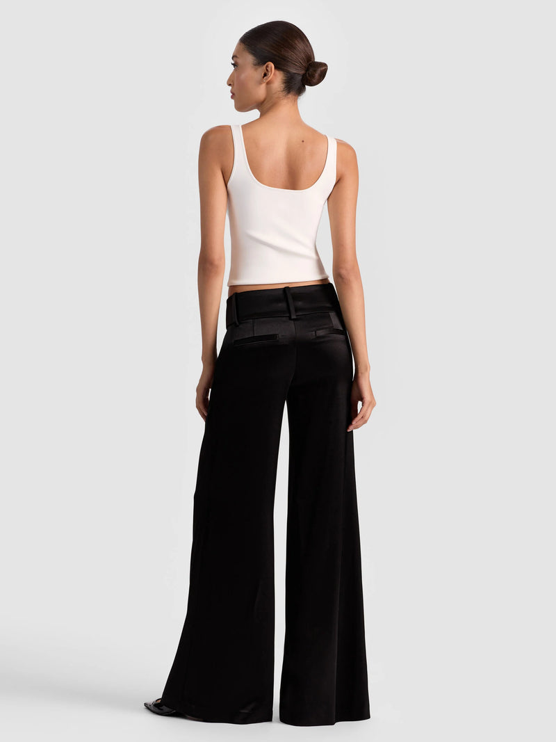 Alice + Olivia - Olivia Satin Wide Leg Flare Pants - Black