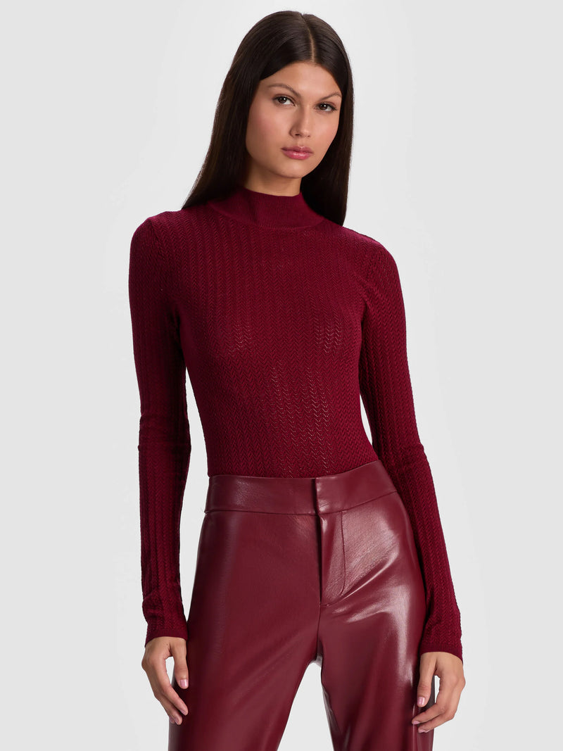 Alice + Olivia - Lanie Long Sleeve Mockneck - Oxblood