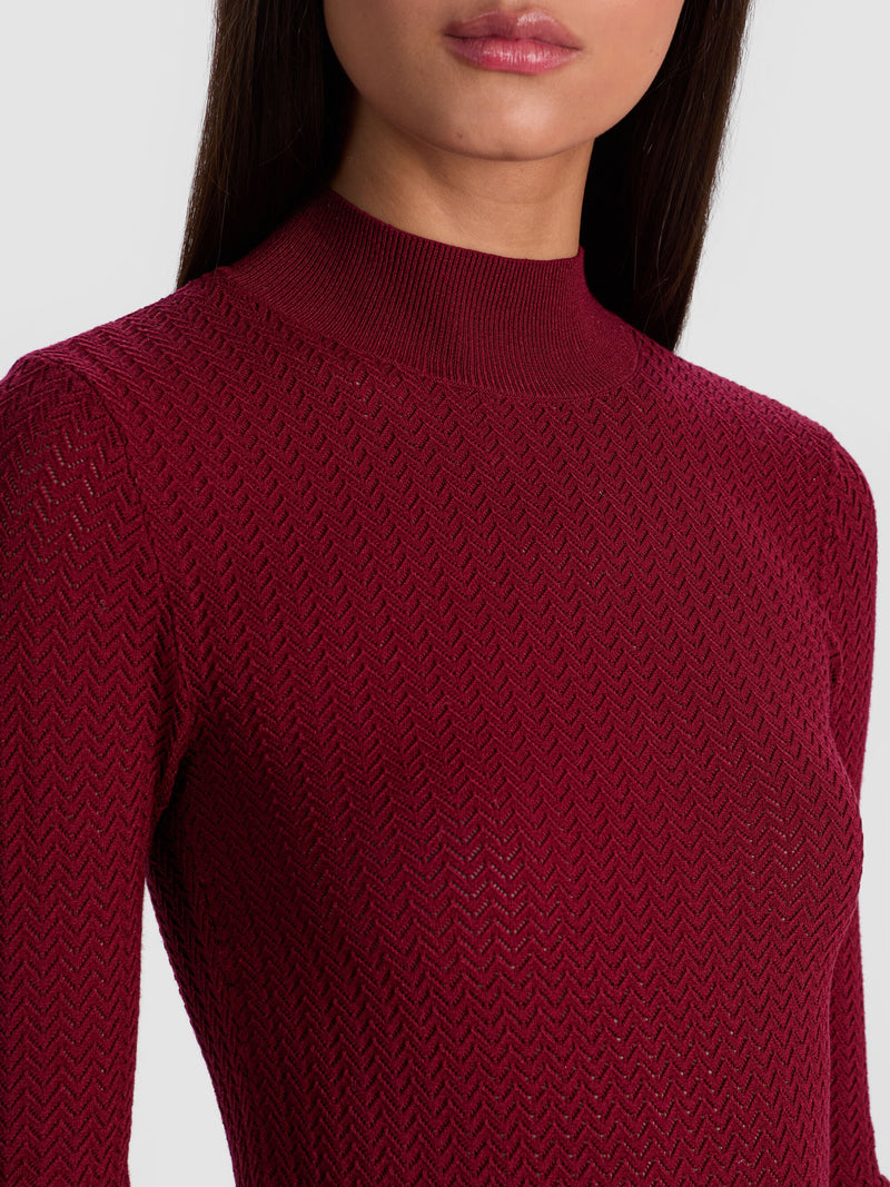 Alice + Olivia - Lanie Long Sleeve Mockneck - Oxblood