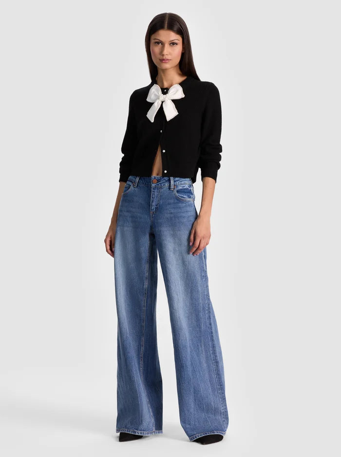 Alice + Olivia - Dollie Bow Cardigan - Black/Soft White