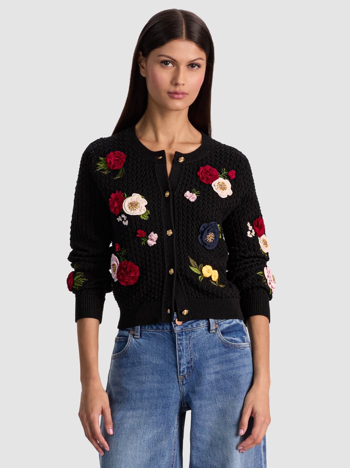 Alice + Olivia - Dollie Floral Cardigan - Black Multi