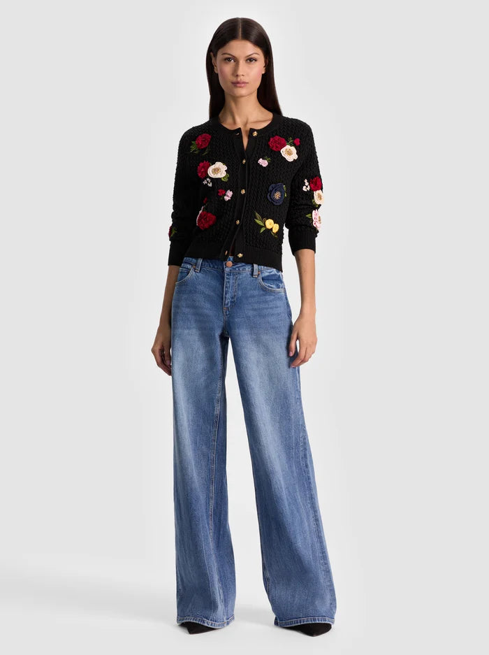 Alice + Olivia - Dollie Floral Cardigan - Black Multi
