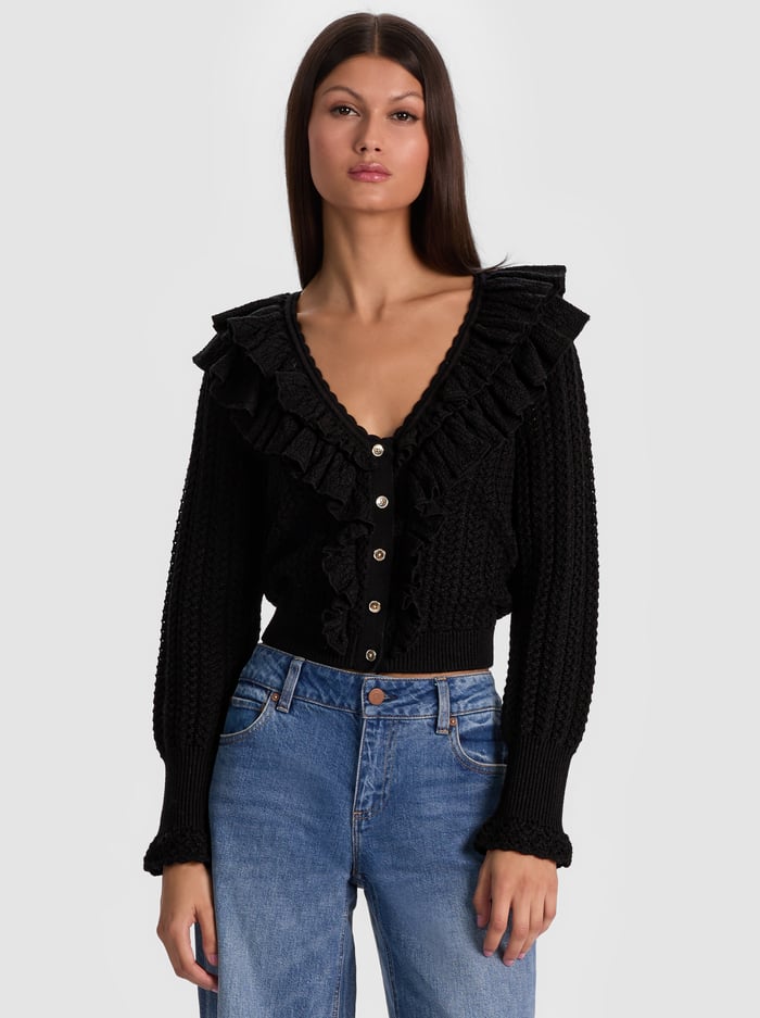 Alice + Olivia - Eileen Ruffle Cardigan - Black