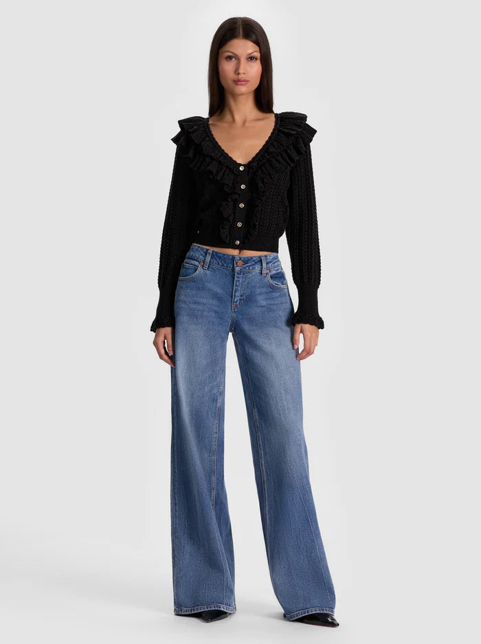 Alice + Olivia - Eileen Ruffle Cardigan - Black