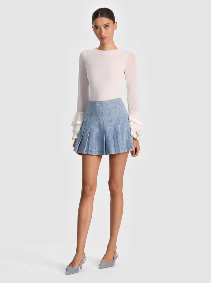 Alice + Olivia - Delaina Top With Ruffle Cuff - Off White
