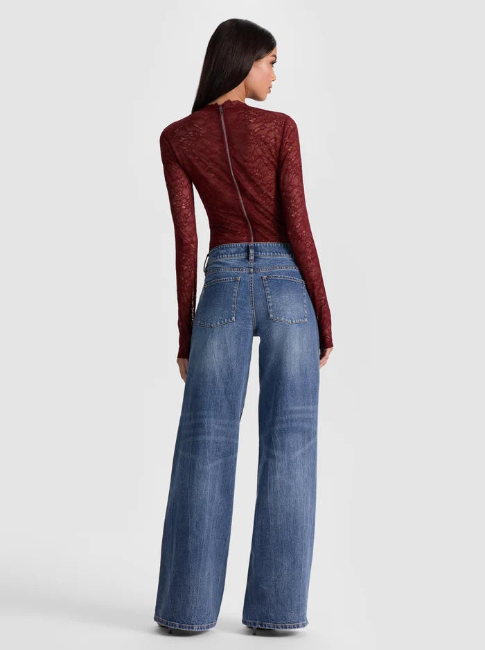 Alice + Olivia - Taeyn Lace Bodysuit - Oxblood