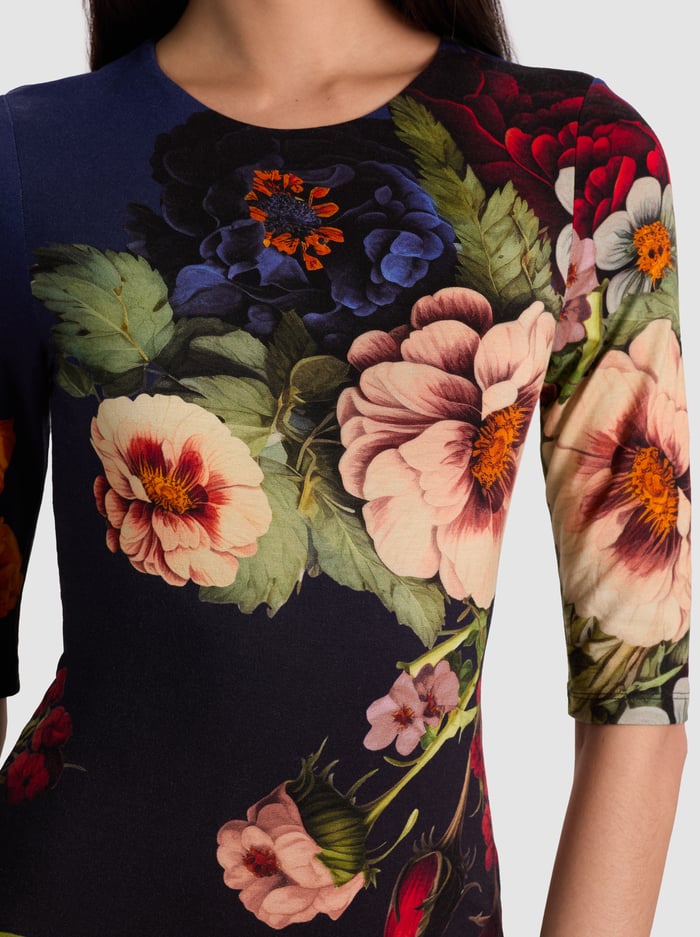 alice and olivia delora mini dress Alice & Olivia Women's Delora Crewneck Floral Mini Dress